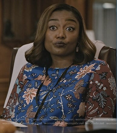 Daisy’s multi-colored floral print top on Madam Secretary