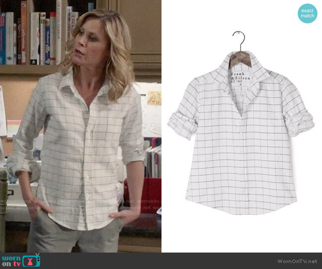 Frank & Eileen Barry Italian Flannel Windowpane Shirt worn by Claire Dunphy (Julie Bowen) on Modern Family