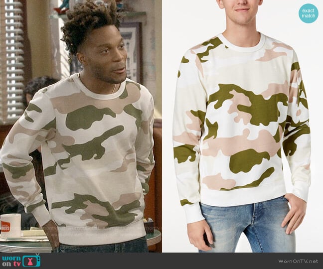 G Star RAW Camouflage-Print Sweatshirt worn by Franco Wicks (Jermaine Fowler) on Superior Donuts