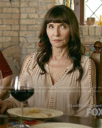 Gail’s studded cold-shoulder top on Last Man on Earth