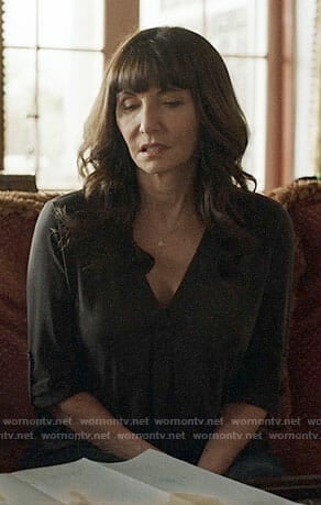 Gail’s black v-neck top on Last Man on Earth