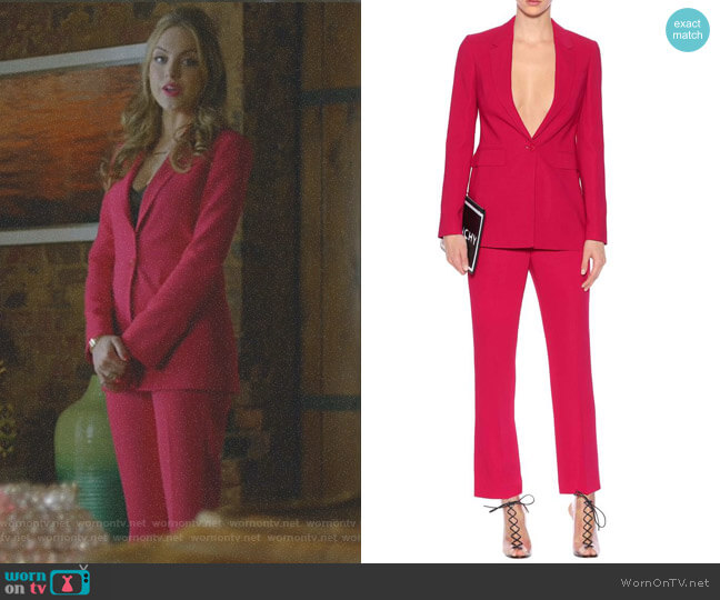 Givenchy Crepe Blazer worn by Fallon Carrington (Elizabeth Gillies) on Dynasty
