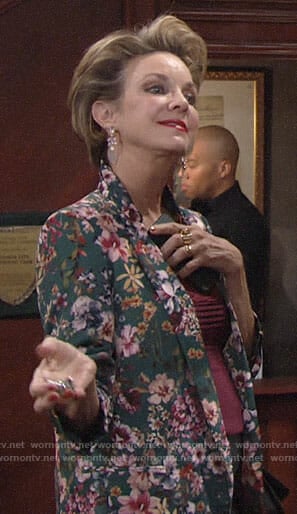 Gloria’s green floral blazer on The Young and the Restless