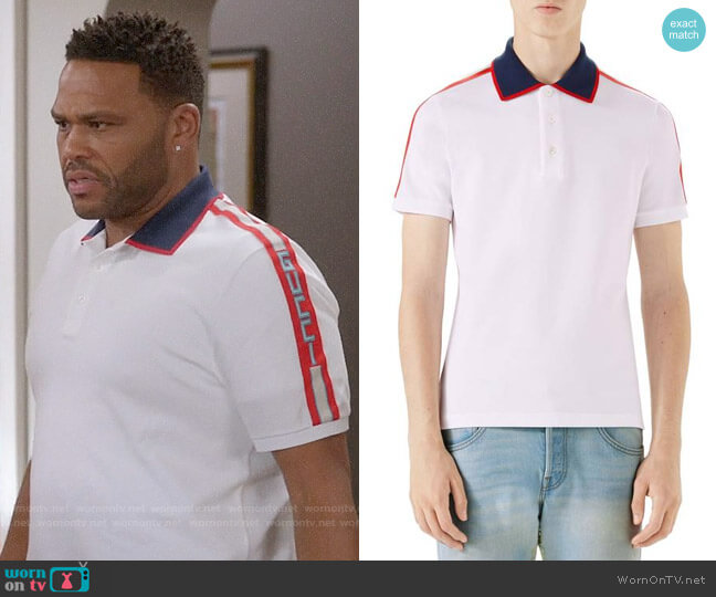 Gucci Jacquard Stripe Sleeve Piqué Polo worn by Andre Johnson (Anthony Anderson) on Black-ish