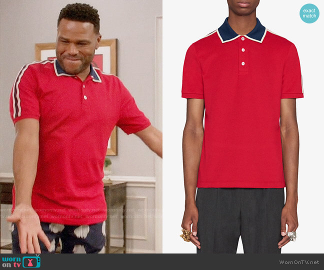 Gucci Contrast-Trim Polo Shirt worn by Andre Johnson (Anthony Anderson) on Black-ish