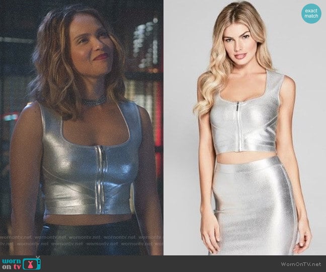 Guess Suzette Metallic Bandage Top worn by Mazikeen (Lesley-Ann Brandt) on Lucifer