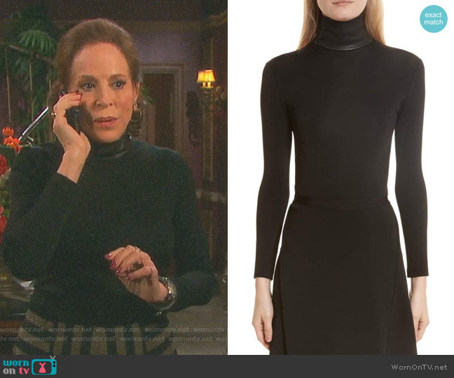 Helmut Lang Bondage Jersey Leather Neck Top worn by Vivian Alamain (Louise Sorel) on Days of our Lives
