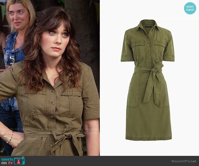 J.Crew Ruffle Hem Utility Dress worn by Jessica Day (Zooey Deschanel) on New Girl