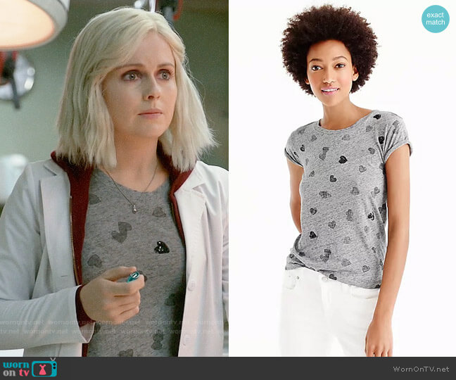 J.Crew Sequin Heart T-shirt worn by Liv Moore (Rose McIver) on iZombie