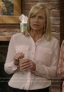 Jill’s blush button down shirt on Mom
