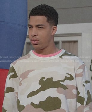 Junior’s white camouflage sweatshirt on Black-ish