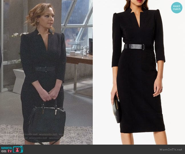 Karen Millen Leather Belt Pencil Dress worn by Vanessa Cellucci (Leah Remini) on Kevin Can Wait