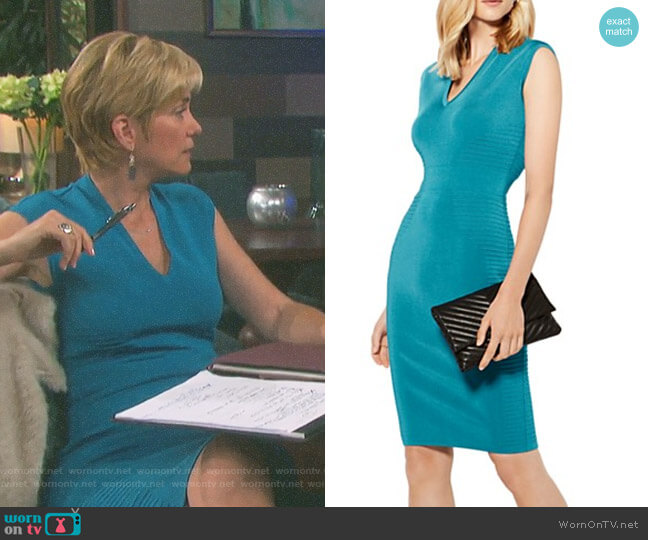 Karen Millen Ribbed-Knit Pencil Dress worn by Eve Donovan (Kassie DePaiva) on Days of our Lives