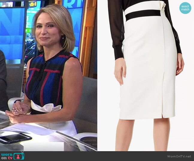 Karen Millen Ruched Waist Pencil Skirt worn by Amy Robach on Good Morning America