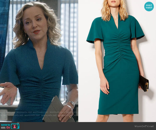 Karen Millen V-Neck Pencil Dress worn by Marissa Morgan (Geneva Carr) on Bull