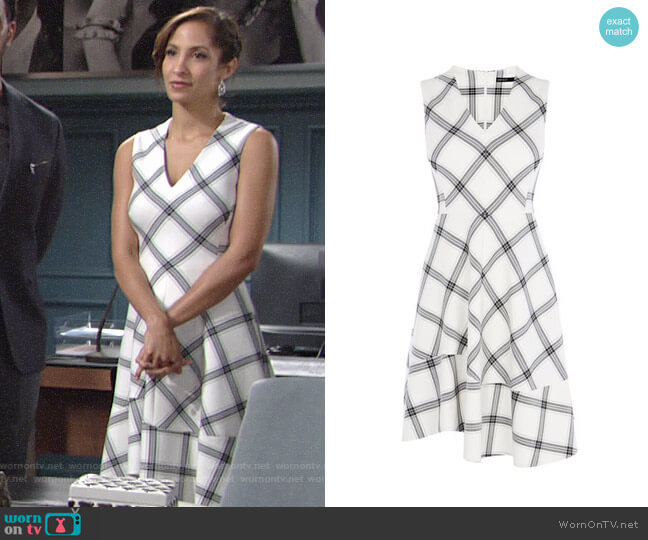 Karen Millen Bias Check Dress worn by Lily Winters (Christel Khalil) on The Young and the Restless