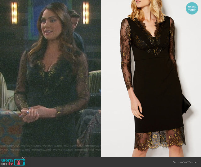 Karen Millen Lace Panel Pencil Dress worn by Chloe Lane (Nadia Bjorlin) on Days of our Lives