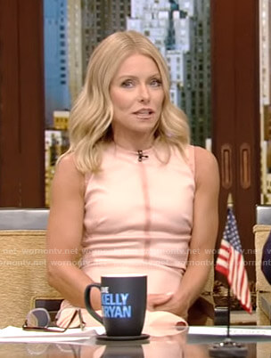 Kelly’s pink sleeveless sheath dress on Live with Kelly and Mark