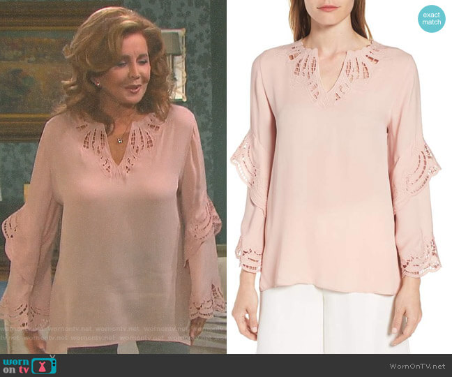 Kobi Halperin Lia Embroidered Silk Blouse worn by Maggie Horton (Suzanne Rogers) on Days of our Lives