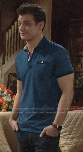 Kyle’s blue polo shirt on The Young and the Restless