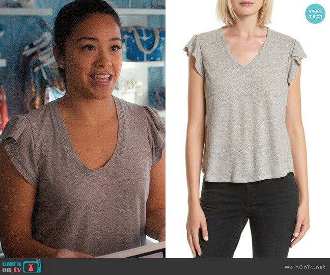 La Vie Rebecca Taylor Washed Texture Jersey Tee worn by Jane Villanueva (Gina Rodriguez) on Jane the Virgin