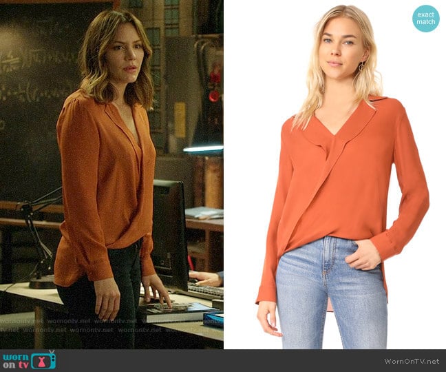LAgence Rita Blouse in Baked Clay worn by Paige Dineen (Katharine McPhee) on Scorpion