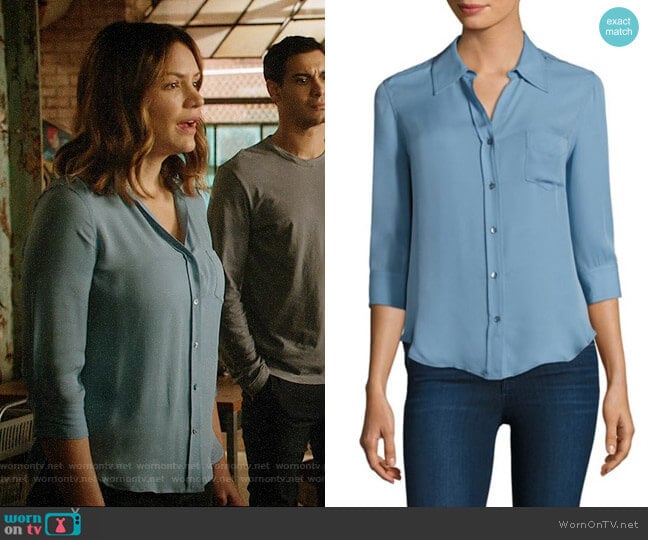 LAgence Ryan Blouse in Sea Mist worn by Paige Dineen (Katharine McPhee) on Scorpion