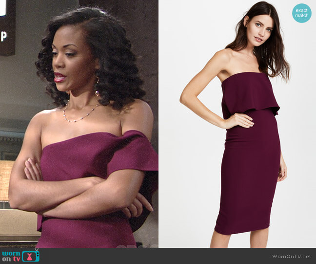 Likely Driggs Dress in Plum worn by Hilary Curtis (Mishael Morgan) on The Young and the Restless