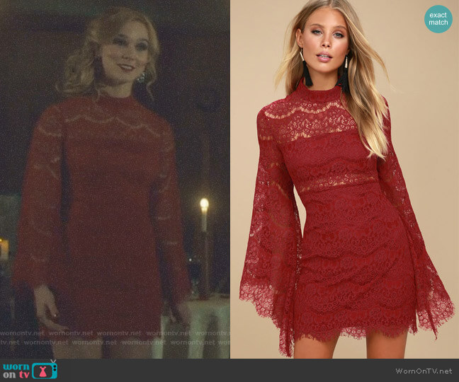 Lulus Bewitching Lace Bell Sleeve Dress
