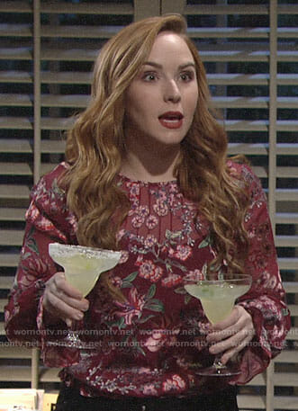 Mariah’s red floral blouse on The Young and the Restless