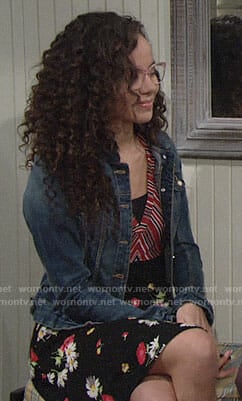 Mattie’s floral and stripe print dress on The Young and the Restless