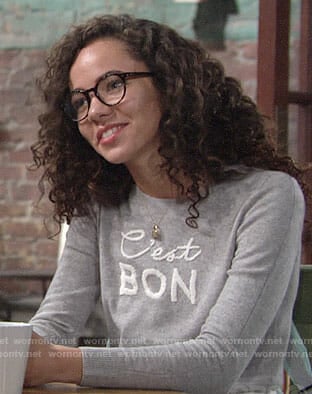 Mattie’s C’est Bon sweater on The Young and the Restless