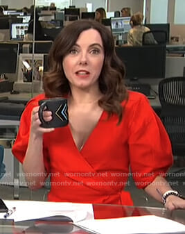 Melanie’s red wrap blouse on E! News Daily Pop