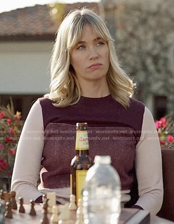 Melissa’s purple colorblock sweater on Last Man on Earth
