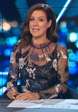 Gorgi’s floral mesh embroidered dress on The Project