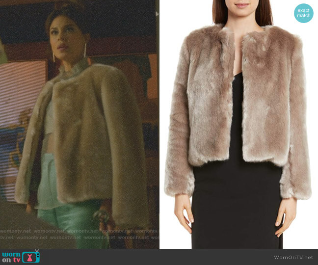 Milly Faux Fur Jacket worn by Cristal Flores (Nathalie Kelley) on Dynasty