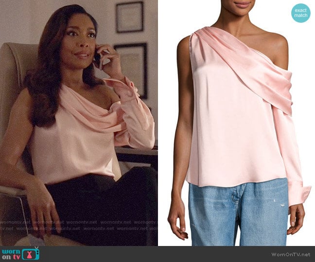 Monse One-Shoulder Long-Sleeve Draped Top worn by Jessica Pearson (Gina Torres) on Suits