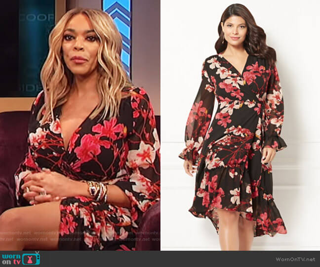 Eva Mendes Collection Georgina Wrap Dress worn by Wendy Williams on The Wendy Williams Show