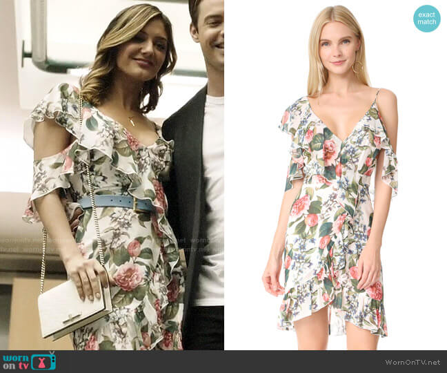 Nicholas Belle Floral Wrap Mini Dress worn by Megan Morrison (Christine Evangelista) on The Arrangement