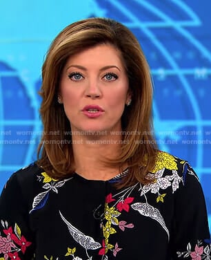 Norah’s black floral maxi dress on CBS This Morning