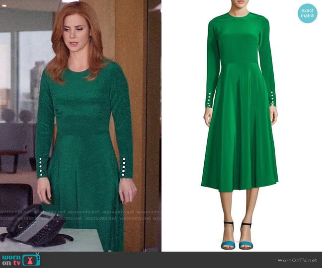 Novis The Canaan Long-Sleeve Circle Skirt Dress worn by Donna Paulsen (Sarah Rafferty) on Suits