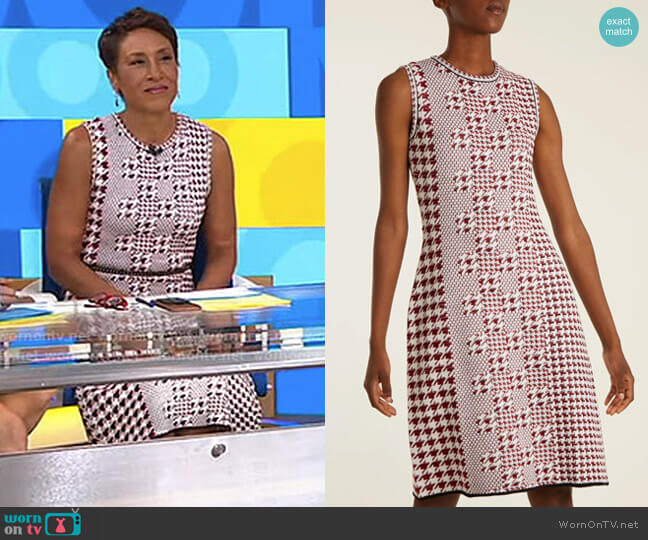 Oscar de la Renta Sleeveless Intarsia-Knit Wool Dress worn by Robin Roberts on Good Morning America