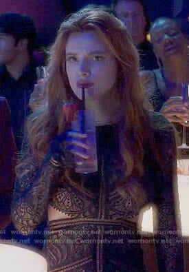 Paige’s lace dress with cutouts on Famous in Love