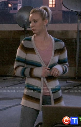 Penny’s striped cardigan on The Big Bang Theory