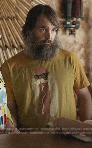 Tandy’s yellow hot dog t-shirt on Last Man on Earth