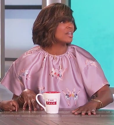 Aisha’s pink ballerina print dress on The Talk