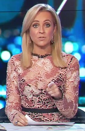 Carrie’s pink floral lace dress on The Project