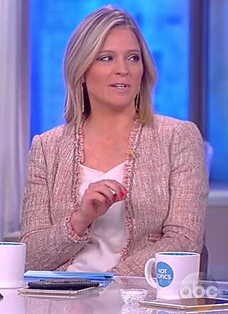 Sara’s pink tweed open jacket on The View