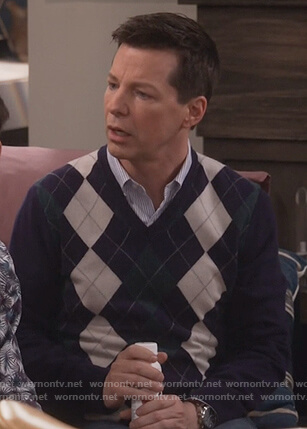 Jack’s purple argyle sweater on Will and Grace