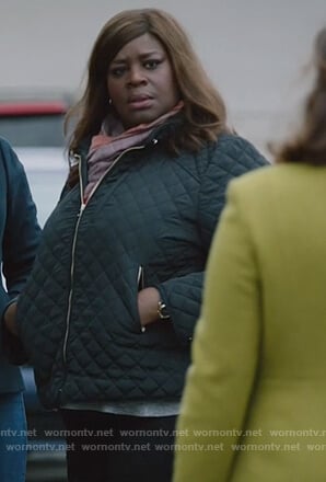 Ruby’s quilted bomber jacket on Good Girls
